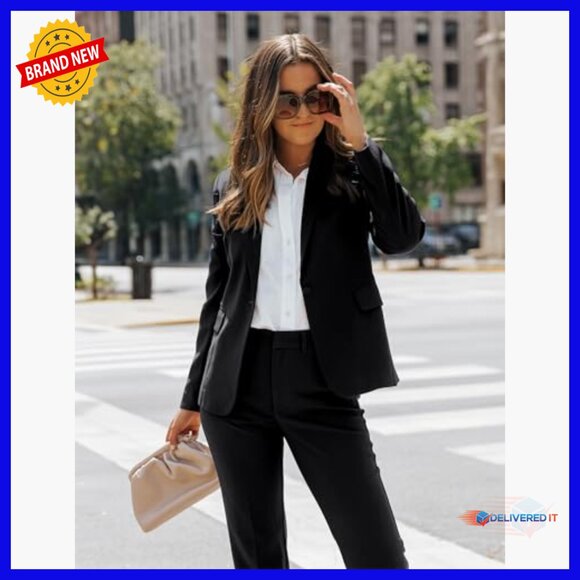 Professional Blazer Pantsuit Set Business Casual Office Wear Polyester Blend - Picture 3 of 7